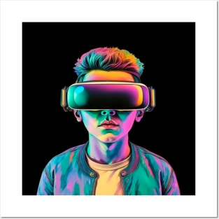 boy with VR glasses Posters and Art